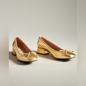 Anthropologie Bibi Lou Heeled Leather Ballet Pumps (in original box)